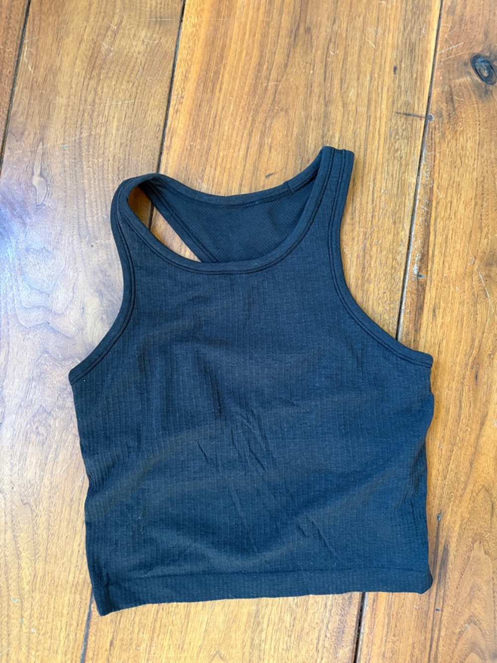 lululemon athletica Black Ribbed Racerback Crop Tank